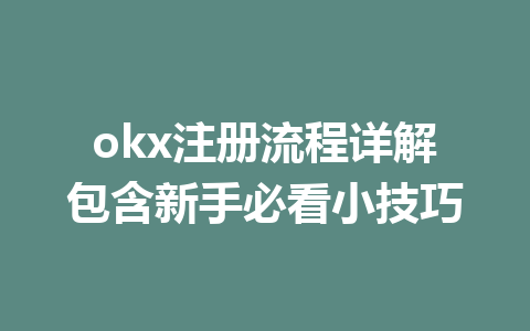 okx注册流程详解包含新手必看小技巧