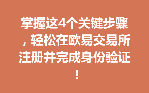 掌握这4个关键步骤，轻松在欧易交易所注册并完成身份验证！