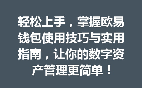 轻松上手，掌握欧易钱包使用技巧与实用指南，让你的数字资产管理更简单！