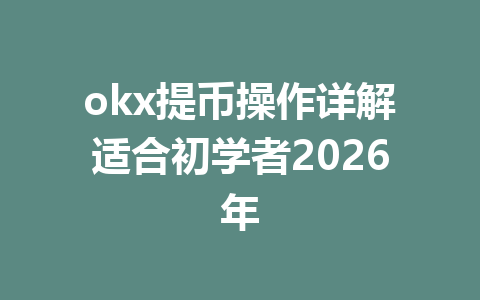 okx提币操作详解适合初学者2026年