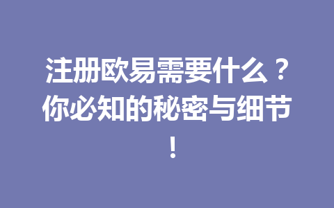 注册欧易需要什么？你必知的秘密与细节！