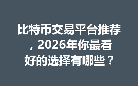 比特币交易平台推荐，2026年你最看好的选择有哪些？